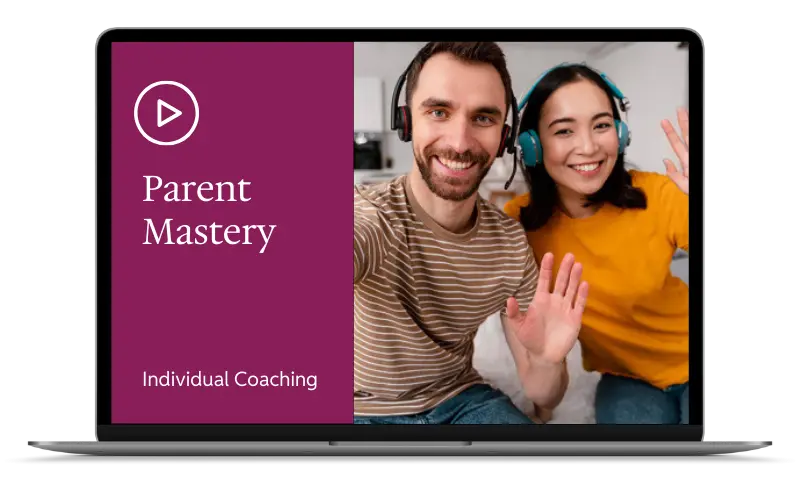 Laptop mit meiner individuellen 1:1 Betreuung auf dem Screen: Parent Mastery Individual Coaching.